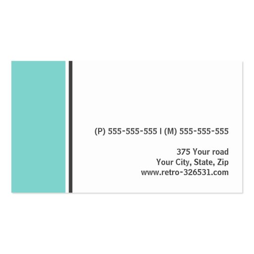 Teal aqua blue border modern stylish white business card template (back side)