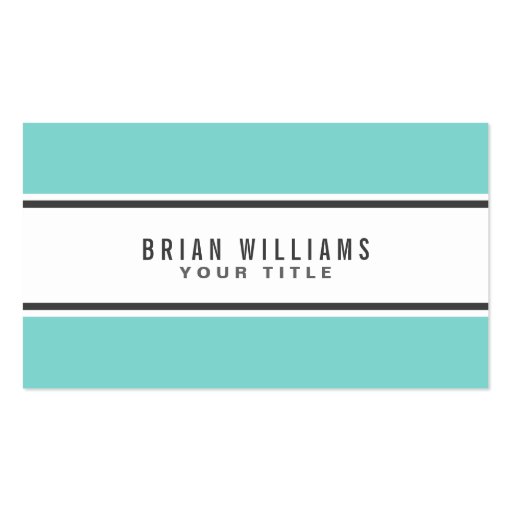 Teal aqua blue border modern stylish white business card template (front side)