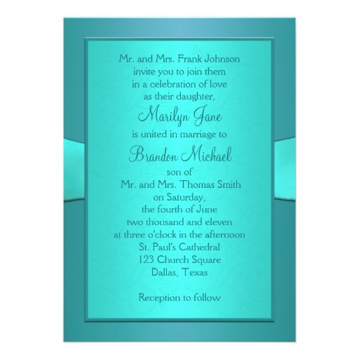 Teal, Aqua Floral II Monogram Wedding Invitation