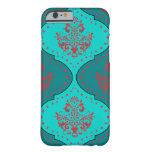 teal aqua red henna mod damask pattern iPhone 6 case