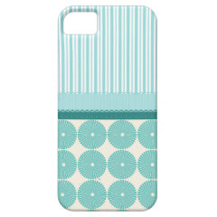 Teal Aqua Turquoise Blue Stripes Circles Pattern iPhone 5 Cases