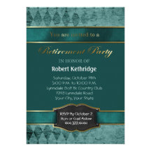 Teal Argyle Classic Retirement Party Invitations