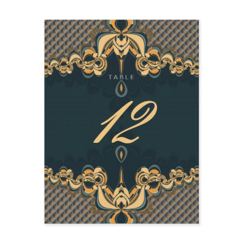 Teal Art Alternative Wedding Menu & Table Number postcard