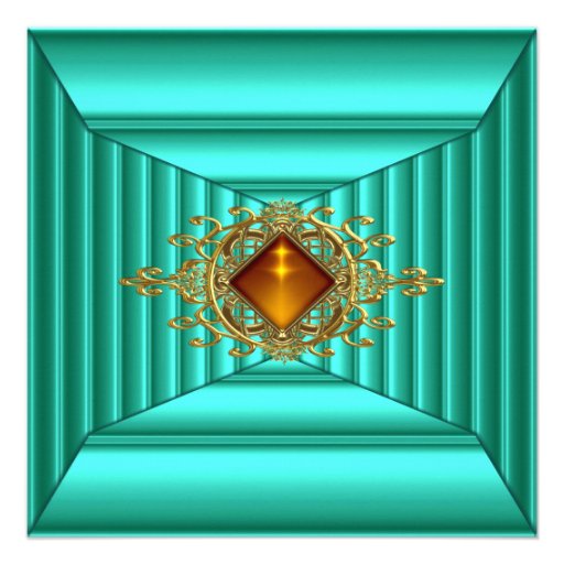 Teal Art Deco Invitation