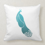 Teal Art Deco Peacock Custom Pillow