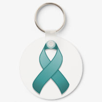 Teal Awareness Ribbon Keychain by jamieco Teal Awareness Ribbon Keychain