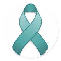 Teal Awareness Ribbon Round Sticker