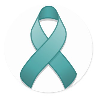 Teal Awareness Ribbon Round Sticker