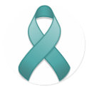 Teal Awareness Ribbon Round Sticker by jamieco Teal Awareness Ribbon Round Sticker