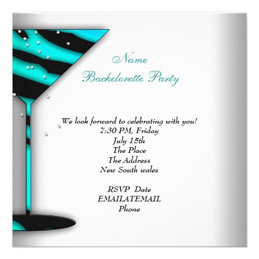 Teal Bachelorette White High Heel Shoes Personalized Invite