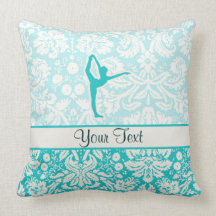 Teal Ballet Throw Pillow