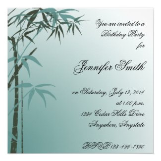 Teal Bamboo Birthday Invitation
