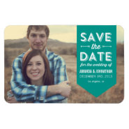 Teal Banner Photo Save The Date Magnet
