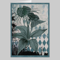 Teal Bat Plant Botanical Card cards