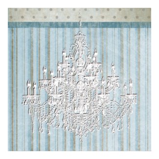 Teal Beige Shabby Chic Chandelier Wall Art Print print