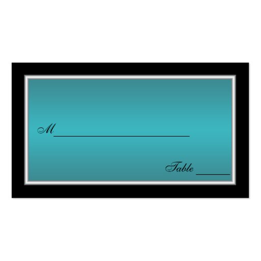 Teal, Black, and Silver Placecards Business Cards (back side)