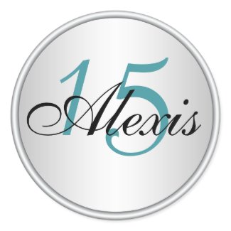 Teal, Black and Silver Quinceanera Envelope Seal sticker