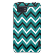 Teal, Black and White Chevron (Zig Zags) HTC Vivid Cases