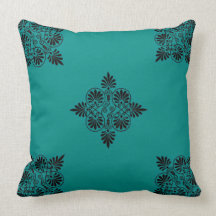 Teal Black Greco-Roman Greek Motif Modern Design Throw Pillows