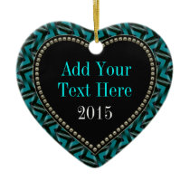 Teal Black Heart shape Ornament