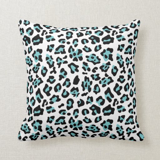 Teal Black Leopard Animal Print Pattern Pillow Zazzle