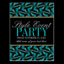 Teal Black  Office Party Invitation Cards postcards