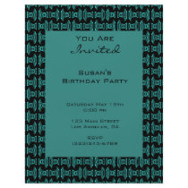 Teal Black Pattern Party Flyers