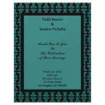 Teal Black Pattern Wedding Letterhead