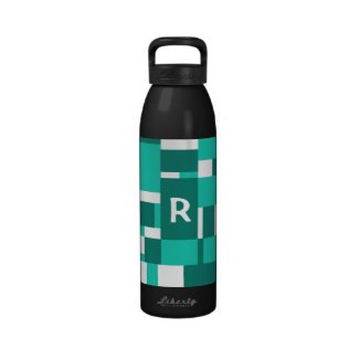 Teal Blocks Monogram Water Bottle