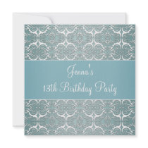 Teal Blue 13th Birthday Party Invitation Teal 13th