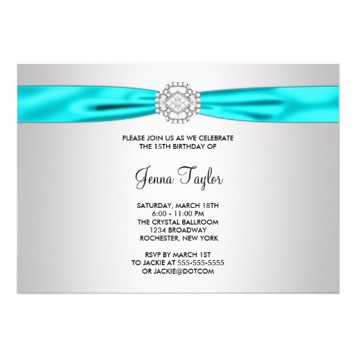 Teal Blue 15th Quinceanera Birthday Custom Announcement