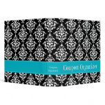 Teal Blue and Black Damask Coupon Organizer binders