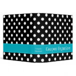 Teal Blue and Black Polka Dot Coupon Organizer Binders