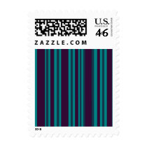 Teal blue and black stripes postage