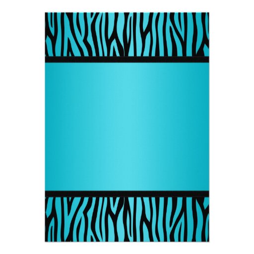 Teal Blue and Black Zebra Bow Sweet 16 Birthday Invite