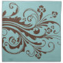 Teal Blue and Brown Country Floral Cloth Napkins