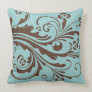 Teal Blue and Brown Country Floral Pillow