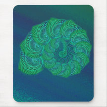 Teal, blue and green shell graphic. mousepads