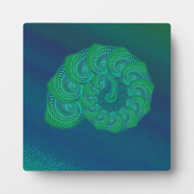 Teal, blue and green shell graphic. display plaques