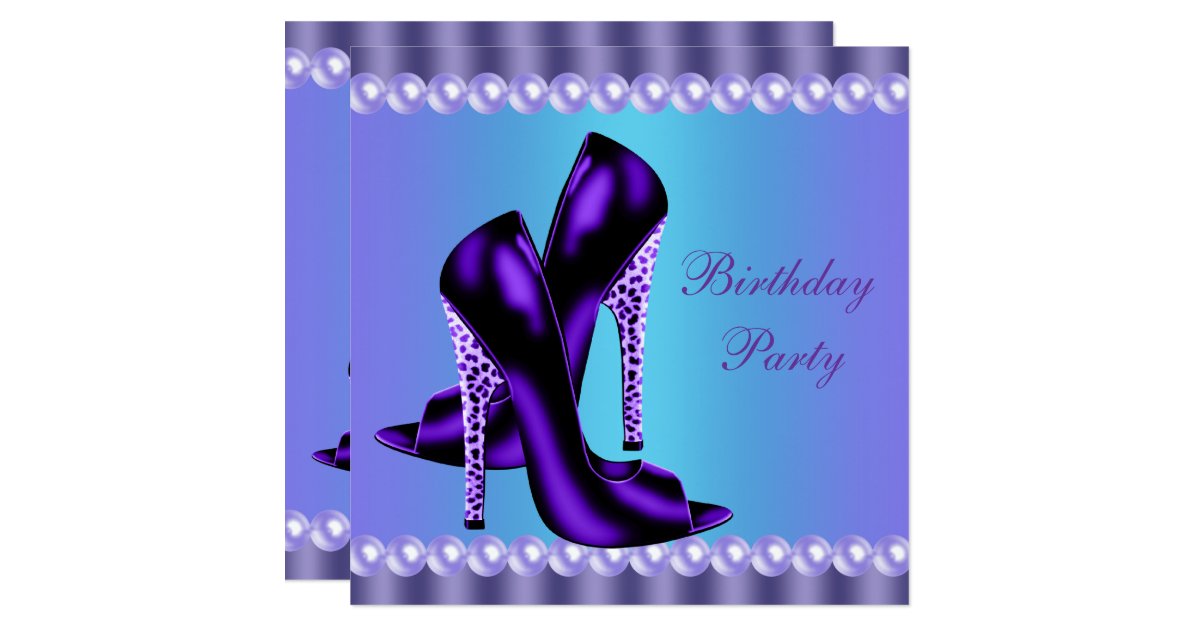 Teal Blue And Purple Birthday Party Card Zazzle