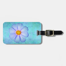 Teal Blue and Purple Daisy on Aqua Watercolor Bag Tags