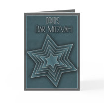 Teal Blue Bar Mitzvah Design Card