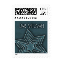Teal Blue Bar Mitzvah Design Stamps