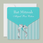 Teal Blue Bat Mitzvah Personalized Announcement