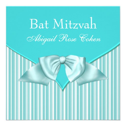 Teal Blue Bat Mitzvah Invitations