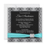 Teal Blue Black Lace Womans 50th Birthday Party Custom Invitations