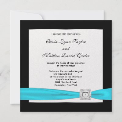 Teal Blue Black Teal Wedding Custom Invites by WeddingCentral