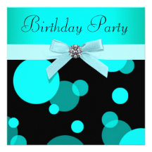 Teal Blue Bubbles Any Number Birthday Party Custom Announcements