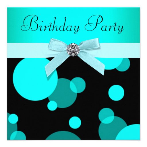 Teal Blue Bubbles Any Number Birthday Party Custom Announcements