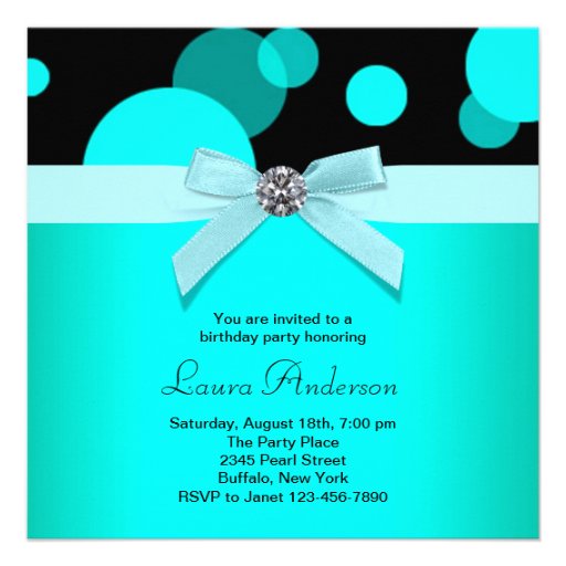 Teal Blue Bubbles Any Number Birthday Party Custom Announcements